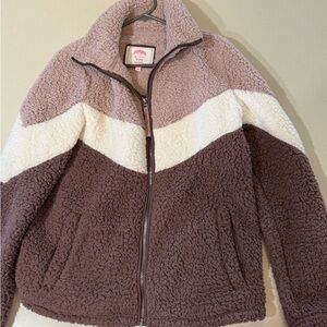 Colorblock Sherpa Zip-Up Jacket women’s size medium